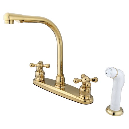 Victorian Centerset Kitchen Faucet, Polished Brass